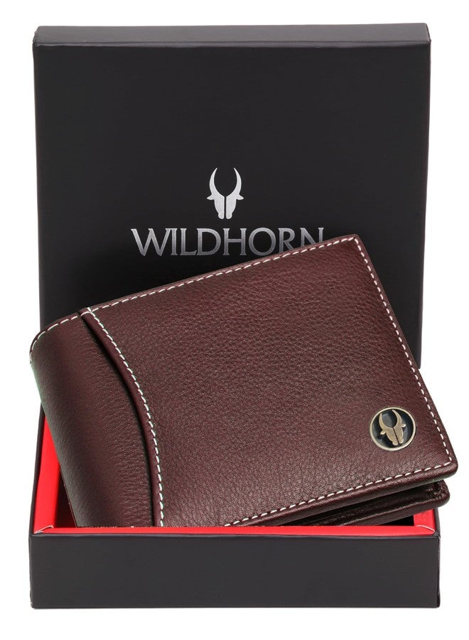 وايلدهورن محفظة جلدية للرجال من وايلد هورن مزودة بتقنية الحماية من تقنية RFID، لون عنابي - Image 2